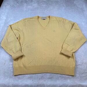 Clark Gregory Mens Yellow Pure Cashmere V Neck Sweater Large Golfwear‎
